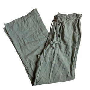 Thread and Supply Sage Green Drawstring Linen Blend Pants - Size Medium